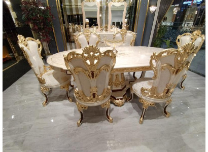 Garnitur Esszimmer Stuhl Set 6x Stühle Luxus Möbel Gruppe Sessel Sitzgarnitur