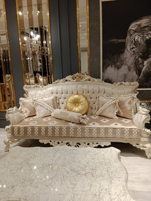 Elegantes Sofa 3 Sitzer Edlem Stilvolle Mobel Wohnzimmer Beige Sofa Neu