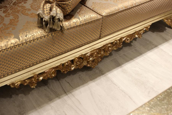 Luxus Sofa 3 Sitzer Textil Sofa Gold Design Möbel 3er Chesterfield Polster Neu