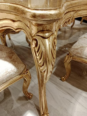 Klassisch Esstisch 200x110cm Gold Luxus Holztisch Ess Küche Neu Design Tische