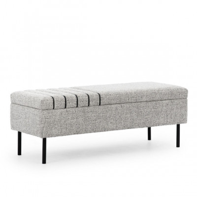 Hellgraue Schlafzimmer Möbel Designer Textilbett 2x Nachttische Bank