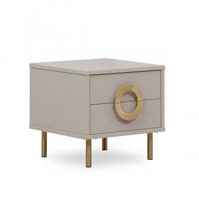 Designer Beiger Nachttisch Mit 2 Schubladen Schlafzimmer Bettkonsole