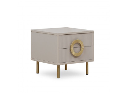 Designer Beiger Nachttisch Mit 2 Schubladen Schlafzimmer Bettkonsole