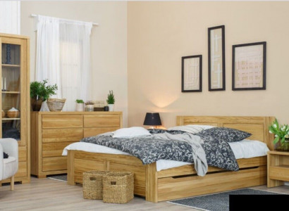 Schlafzimmer Möbel 3tlg. Set Bett Nachttische 2x Betten Echtes Holz Massivholz
