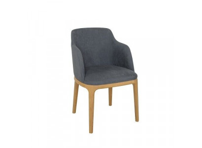 Stuhl Lehnstuhl Polster Stühle Lounge Massiv Holz Textil Holz Sessel Leder Neu
