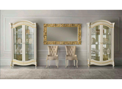 Klassische Wohnzimmer Möbel Weiß Gold Holz Schaufenster Vitrine Schrank Möbel