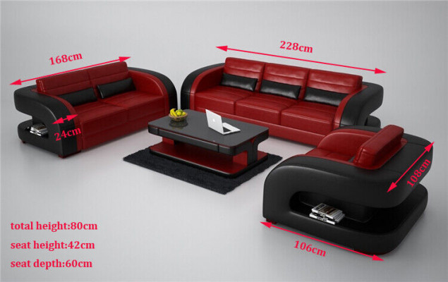 Luxuriöse Wohnzimmer Sofagarnitur 3+2 Set Garnitur Leder Polster Couchen