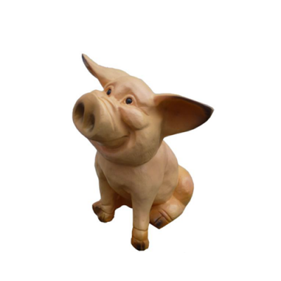 Garten Tier Skulptur Schwein Figur Statuen Skulpturen Statuen Figuren Braun 38c