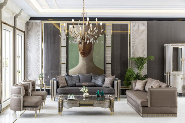 Beistelltisch Grau Design Elegantes Schön Wohnzimmer Modern Luxus Tische