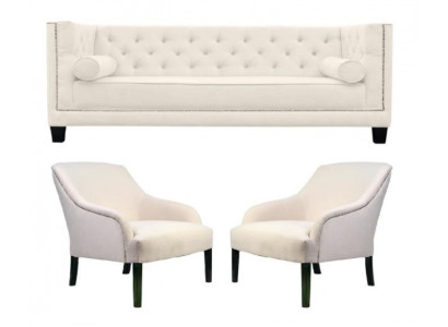 Weiß Chesterfield Sessel xxl Big Textil Stoff Couchen Kreative Möbel Neu Sofas