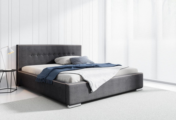 Bettrahmen Doppelbett Bett Ehebett Betten Polsterbett Schlafzimmer Grau Neu