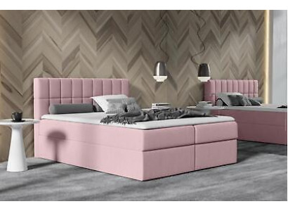 Bett Rosa Stoff Boxspringbett Textil Design Doppel Hotel Modern mit Bettkasten
