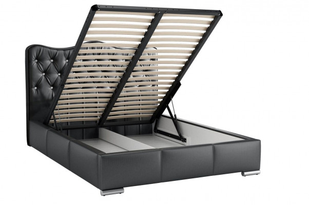 Bettrahmen Betten Ehebett Modern Bett Kunstleder Polsterbett Doppelbett Schwarz