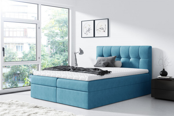 Bett Ehebett Boxspringbett Doppelbett Modern Blau Schlafzimmer Betten 160x200
