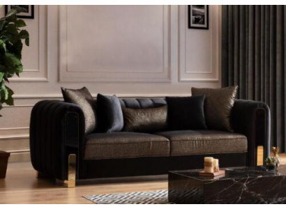 Medusa Dreisitzer Sofa 3 Sitzer Couches Sofas Luxus Polster Couch Schwarz Stoff