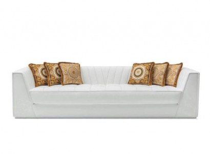Weiße Luxus Couch Medusa mit goldenen Köpfen Sofa Dreisitzer Couchen Leder