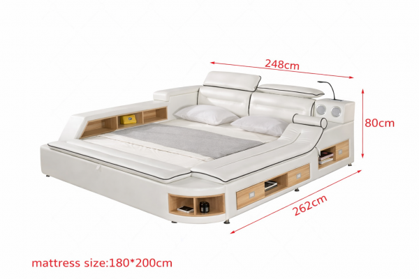 Luxus Bett Bett Leder Betten 180x200 Multifunktion Schlafzimmer Liege