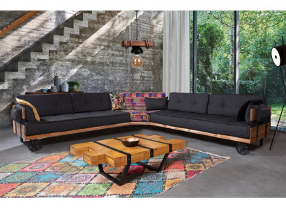 Couch Loft Polster Ecksofa Möbel auf Rädern Ecksofas Eckgarnitur Sofa 2tlg.