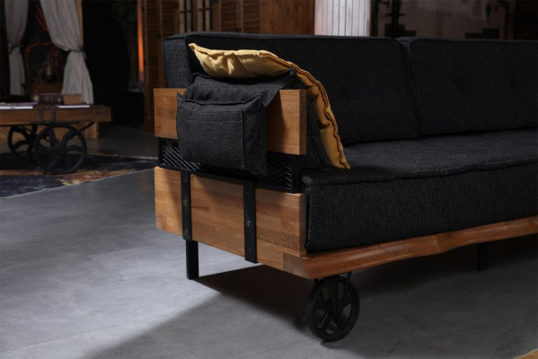 Couch Loft Polster Ecksofa Möbel auf Rädern Ecksofas Eckgarnitur Sofa 2tlg.