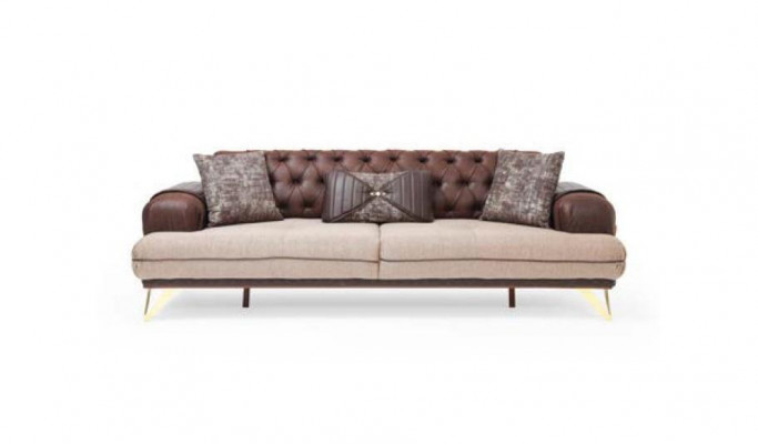 Dreisitzer Braun Chesterfield Couch Sofa Möbel Polster Einrichtung Sofas
