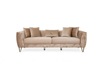 Dreisitzer Couch Polster Beige Sofa Couchen xxl Möbel Wohnzimmer Stoff