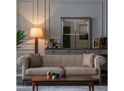 Dreisitzer Beige Couch Sofa Möbel Einrichtung Couchen Sofas Wohnzimmer