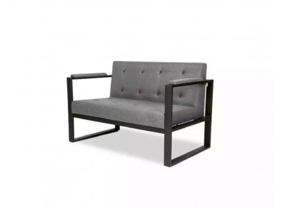 Designer Graue Sitzbank Zweisitzer Textilbezug Büro Einrichtungsmöbel