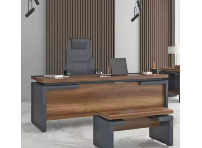 Braun Grauer Schreibtisch 220x90cm Luxus Tisch Chefschreibtisch Büro