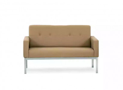 Beiger Zweisitzer Büromöbel Polstersofa Holzgestell Textil Einrichtung