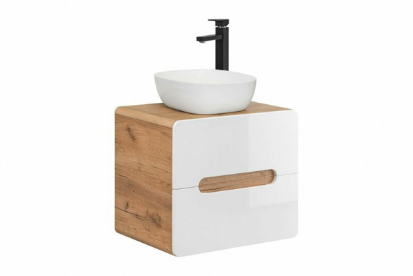 Waschtisch Badezimmer Waschbecken mit Aufsatz Becken 60cm Unterschrank Hochglanz