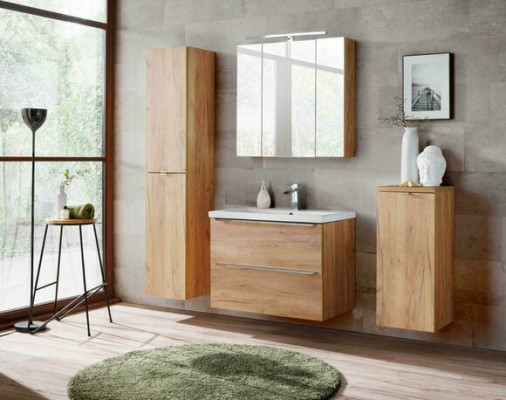 Design Badezimmer Möbel Bad 4 tlg. Set Garnitur Schrank Deko Waschbecken