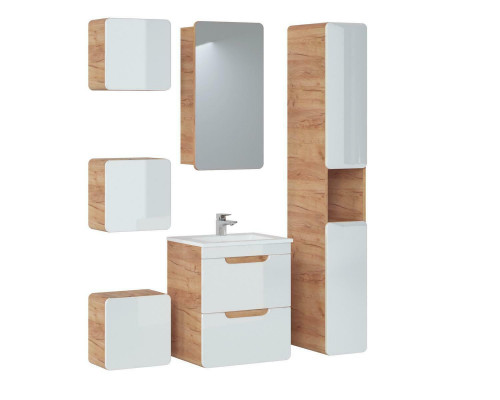 Design Badezimmer Möbel Bad 6tlg. Set Garnitur Deko Schrank Waschbecken