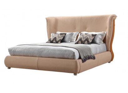 Beiges Bett Schlafzimmer Betten Doppelbetten Holz Möbel Lederbetten
