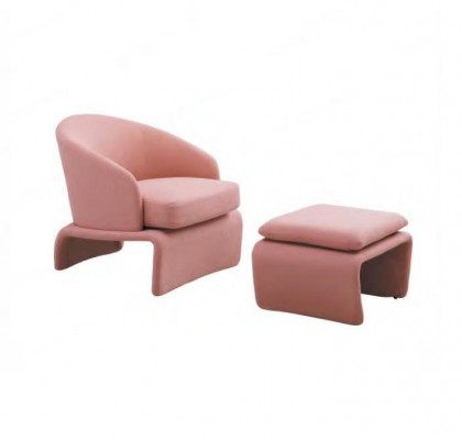 Set Sessel und Hocker Club Lounge rosa Stoff im modernen Stil Wohnzimmer