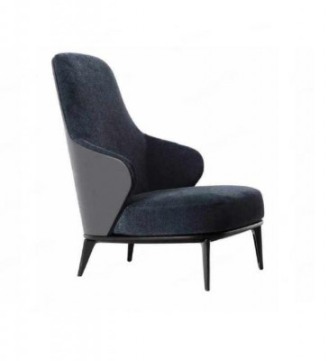 Eleganter Sessel mit dunkelgrauen Armlehnen aus Naturholz moderner Stil