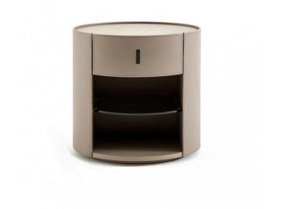 Beiger Designer Nachttisch Luxus Nachtkonsole Schlafzimmer Möbel Stil