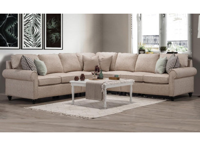 Modern Wohnzimmer Ecksofa-L-Form Design Beige Möbel Luxus Sofa Einrichtung