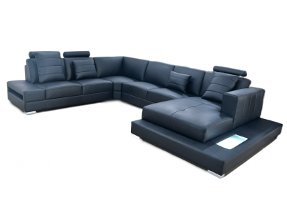 Luxus Ecksofa U-Form schwarz Wohnlandschaft Couch Polster Eckgarnitur