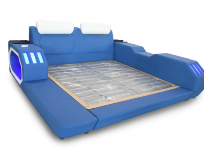 Multifunktion Betten Led Luxus Design Blaues Bett Hotel Doppel 180x200