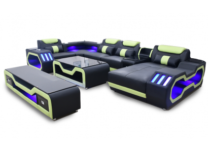 Wohnzimmer set U-Form Ecksofa Couchtisch und TV Ständer Modern Neu
