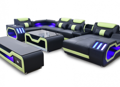 Wohnzimmer set U-Form Ecksofa Couchtisch und TV Ständer Modern Neu