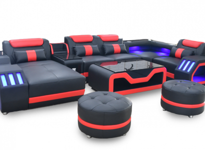 Multifunktion Sofa Couch Wohnlandschaft Couchen Polster Sofas LED Beleuchtung
