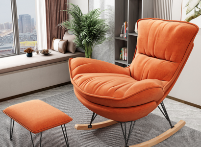Sessel Design Relax Orange Textil Wohnzimmer Polster Luxus Einsitzer