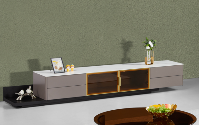 Moderne Wohnzimmermöbel Lowboard RTV Schrank Regal Holzmöbel Grau Neu