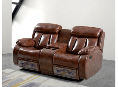 Sofa 2 Sitzer Couch Polster Designer Relax Funktion Wohnzimmer Braun Neu