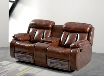 Sofa 2 Sitzer Couch Polster Designer Relax Funktion Wohnzimmer Braun Neu