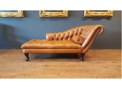 Chesterfield Chaiselongues Liege Ottomane Sofa Echtes Leder Relax Chaise Neu