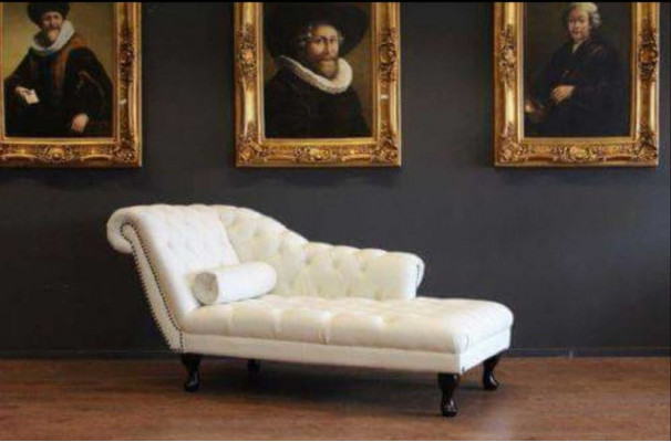 Chesterfield Chaiselongues Liege Ottomane Sofa Echtes Leder Relax Chaise Neu