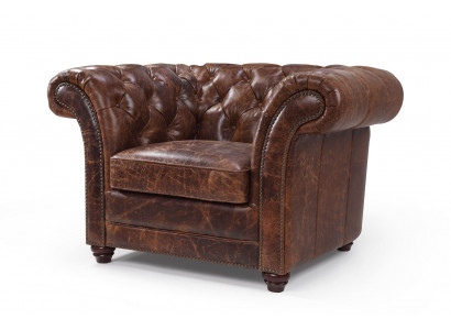 Chesterfield Sofa Couch Polster 1 Sitzer Sessel Sofas Design Polster Leder Neu