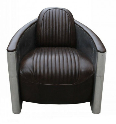 Aviator Sofa Sessel Couch club Lounge Aluminium Flugzeug Retro Echtleder Vintage